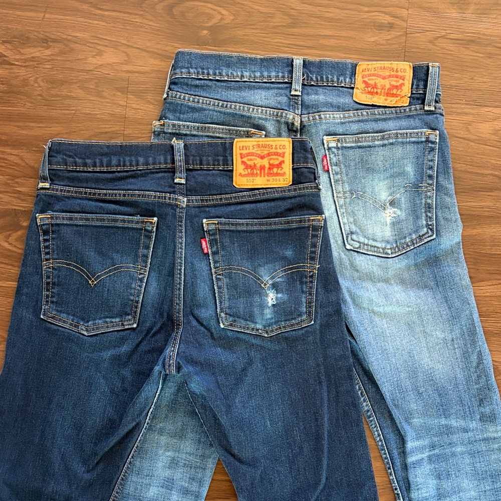 Levi's Men's Straight Jeans - Dark Indigo and Medium Blue Bundle